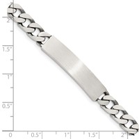 Sterling Silver Engravable Antiqued Curb Link 34x 7mm Plate ID Bracelet, 7" view 3