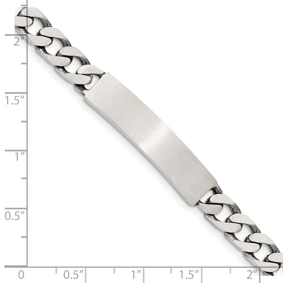 Sterling Silver 7inch Engraveable Antiqued Curb Link ID Bracelet