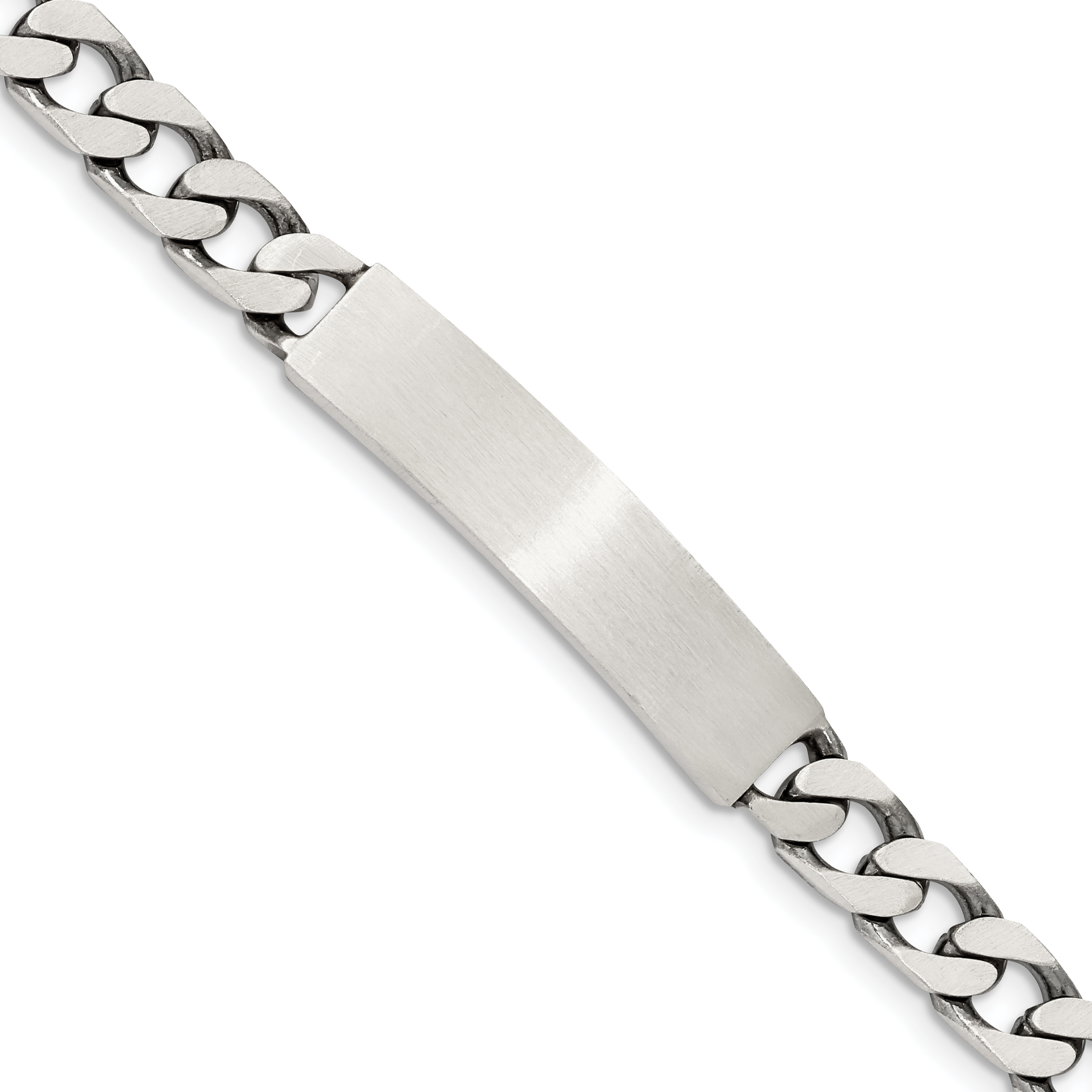 Sterling Silver 7inch Engraveable Antiqued Curb Link ID Bracelet (QID120-7)