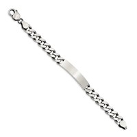 Sterling Silver Engravable Antiqued Curb Link 36x 8mm Plate ID Bracelet, 7" view 2
