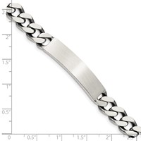 Sterling Silver Engravable Antiqued Curb Link 36x 8mm Plate ID Bracelet, 7" view 3