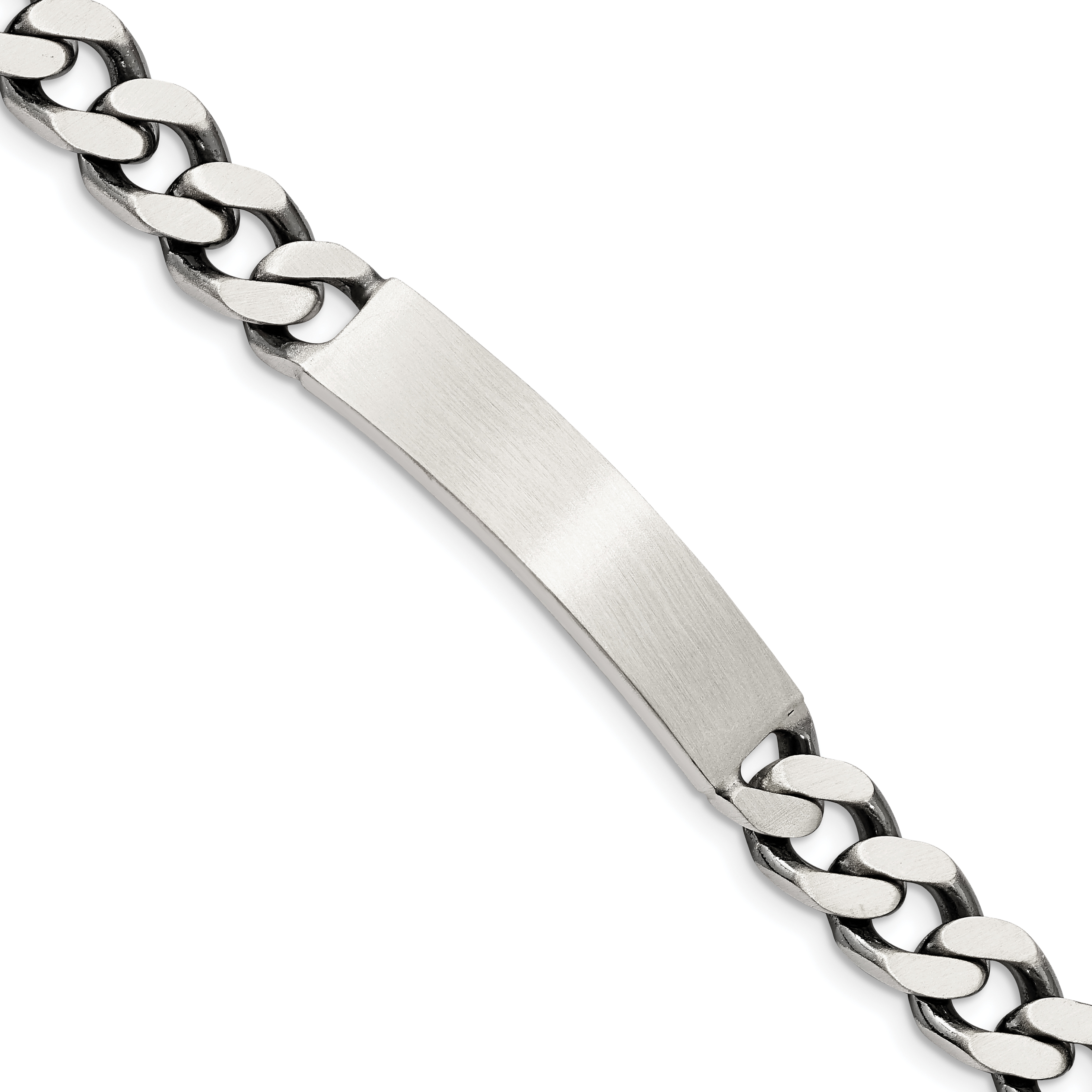 Sterling Silver 7inch Engraveable Antiqued Curb Link ID Bracelet (QID121-7)