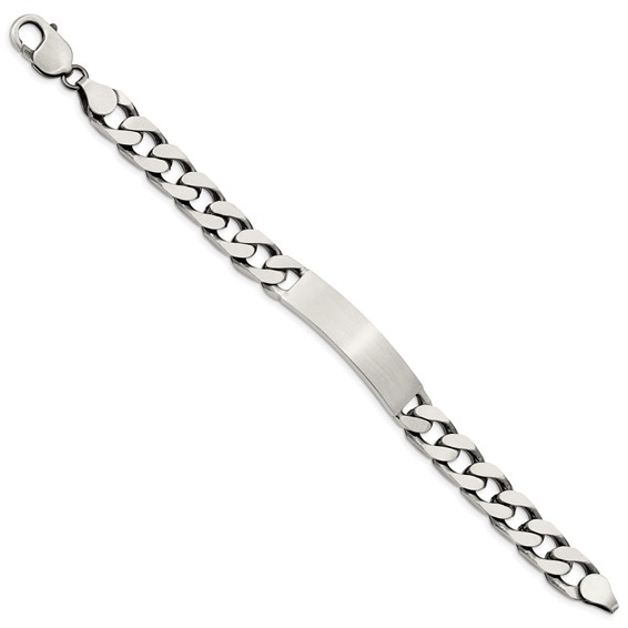 Sterling Silver 7.5inch Engraveable Antiqued Curb Link ID Bracelet