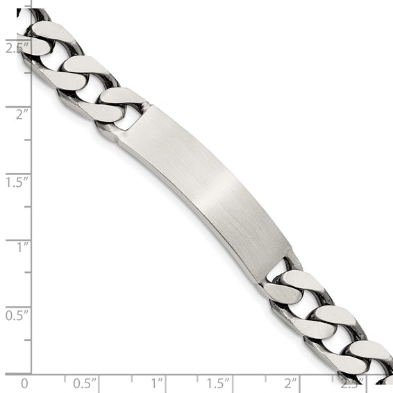 Sterling Silver 7.5inch Engraveable Antiqued Curb Link ID Bracelet