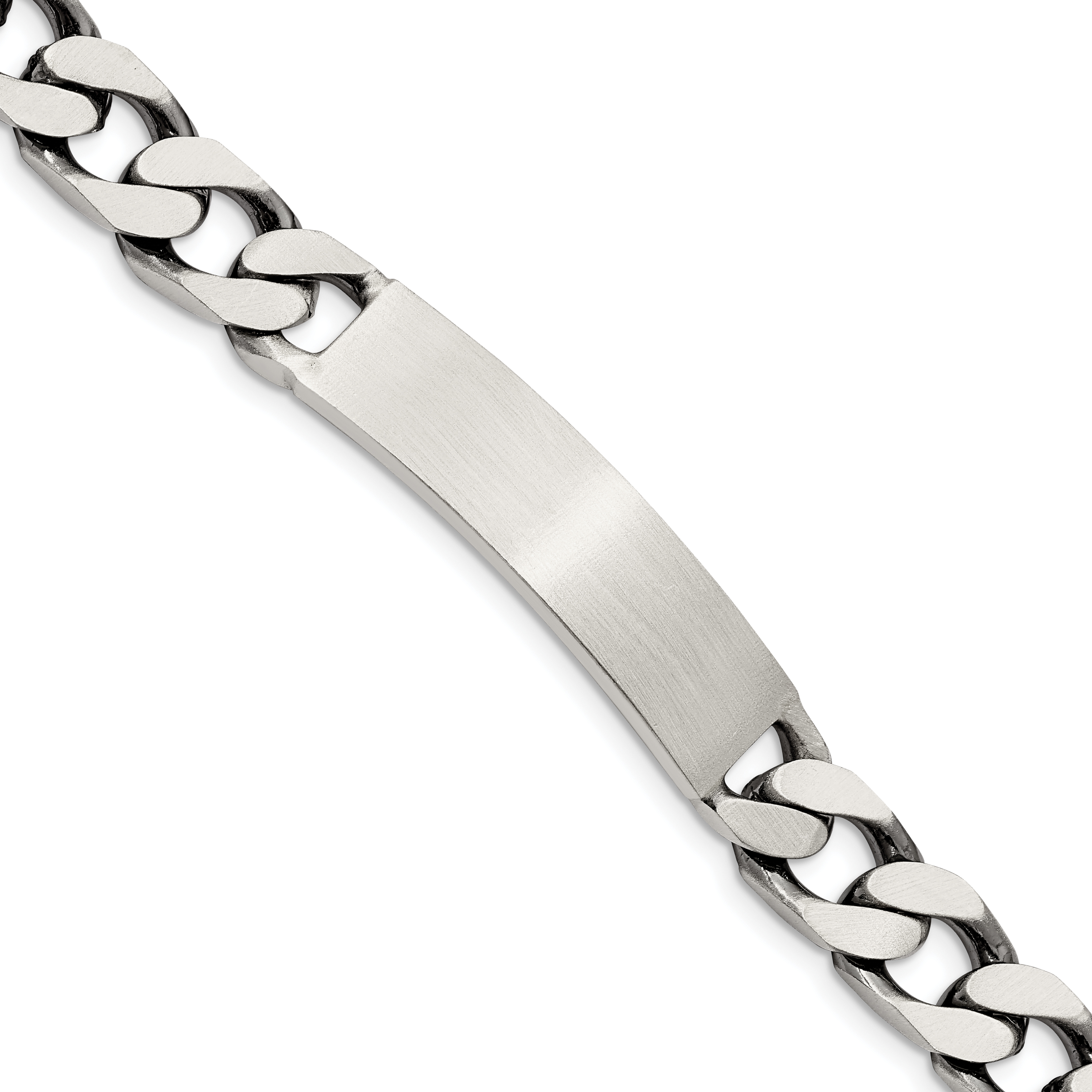 Sterling Silver 8.5inch Engraveable Antiqued Curb Link ID Bracelet (QID122-8.5)