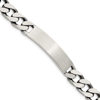Sterling Silver 7.5inch Engraveable Antiqued Curb Link ID Bracelet