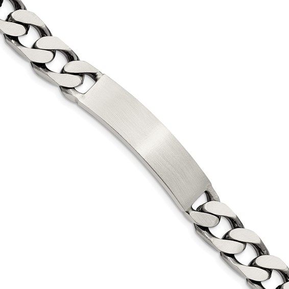 Sterling Silver 7.5inch Engraveable Antiqued Curb Link ID Bracelet