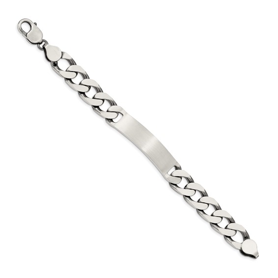 Sterling Silver 7.5inch Engraveable Antiqued Curb Link ID Bracelet