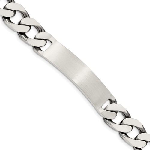 Sterling Silver Engravable Antiqued Curb Link 41x 10mm Plate ID Bracelet, 7.5"