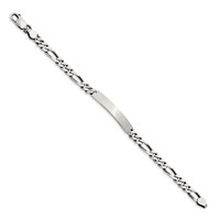 Sterling Silver Engravable Antiqued Figaro Link 32x 5mm Plate ID Bracelet, 7" view 2