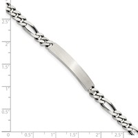 Sterling Silver Engravable Antiqued Figaro Link 32x 5mm Plate ID Bracelet, 7" view 3
