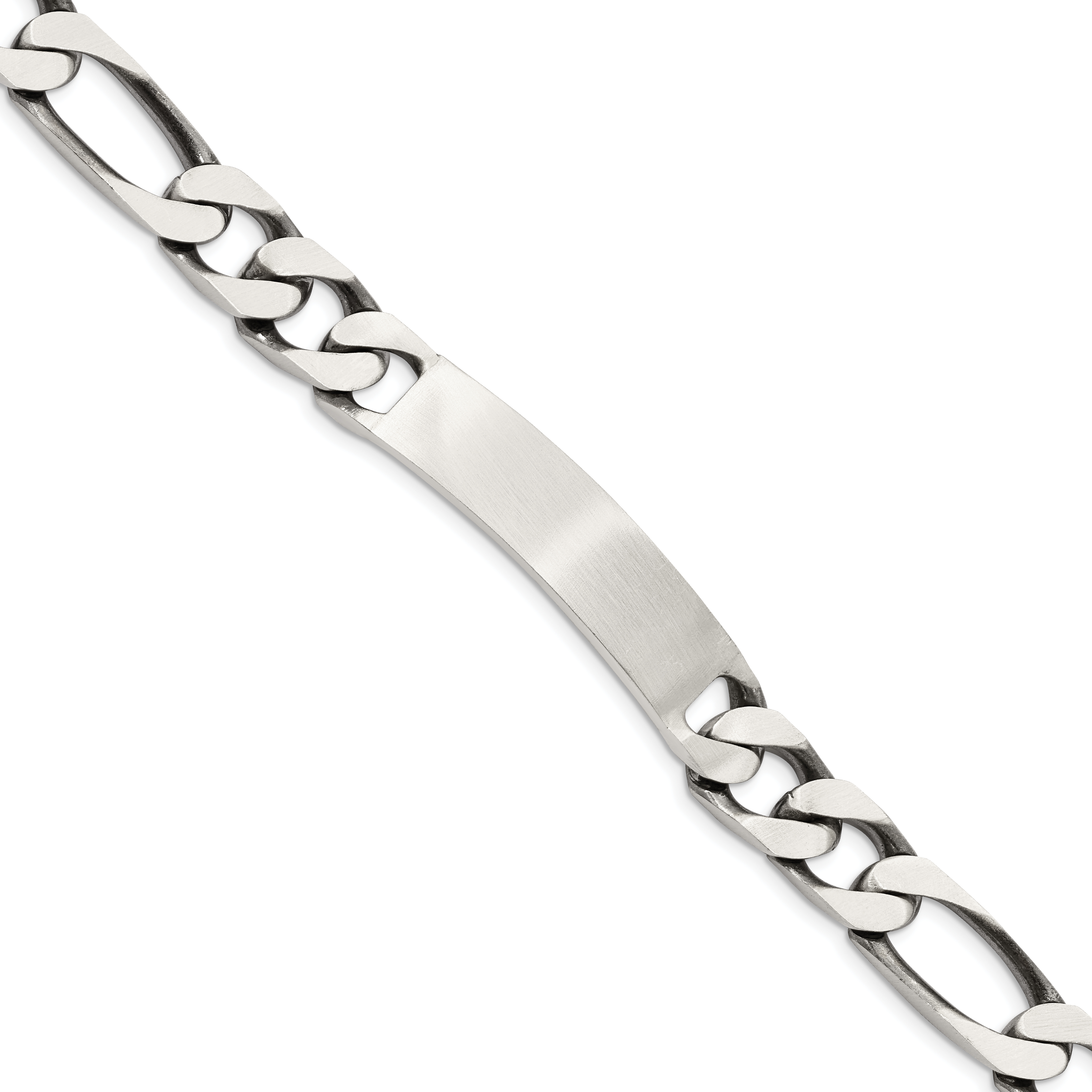 Sterling Silver 8.5inch Engraveable Antiqued Figaro Link ID Bracelet (QID129-8.5)