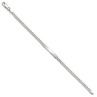 Sterling Silver Polished Engravable Curb Link 27x 4mm Plate ID Bracelet, 7" view 2