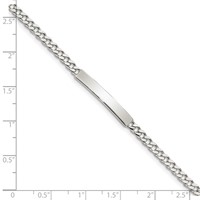 Sterling Silver Polished Engravable Curb Link 27x 4mm Plate ID Bracelet, 7" view 3