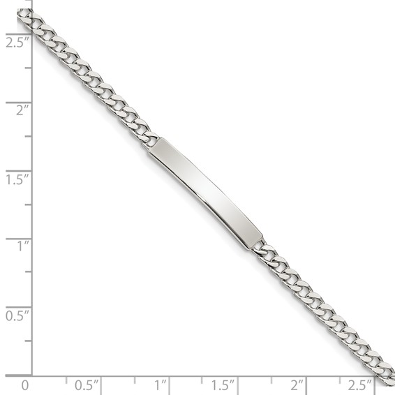 Sterling Silver Polished Engraveable Curb Link ID Bracelet