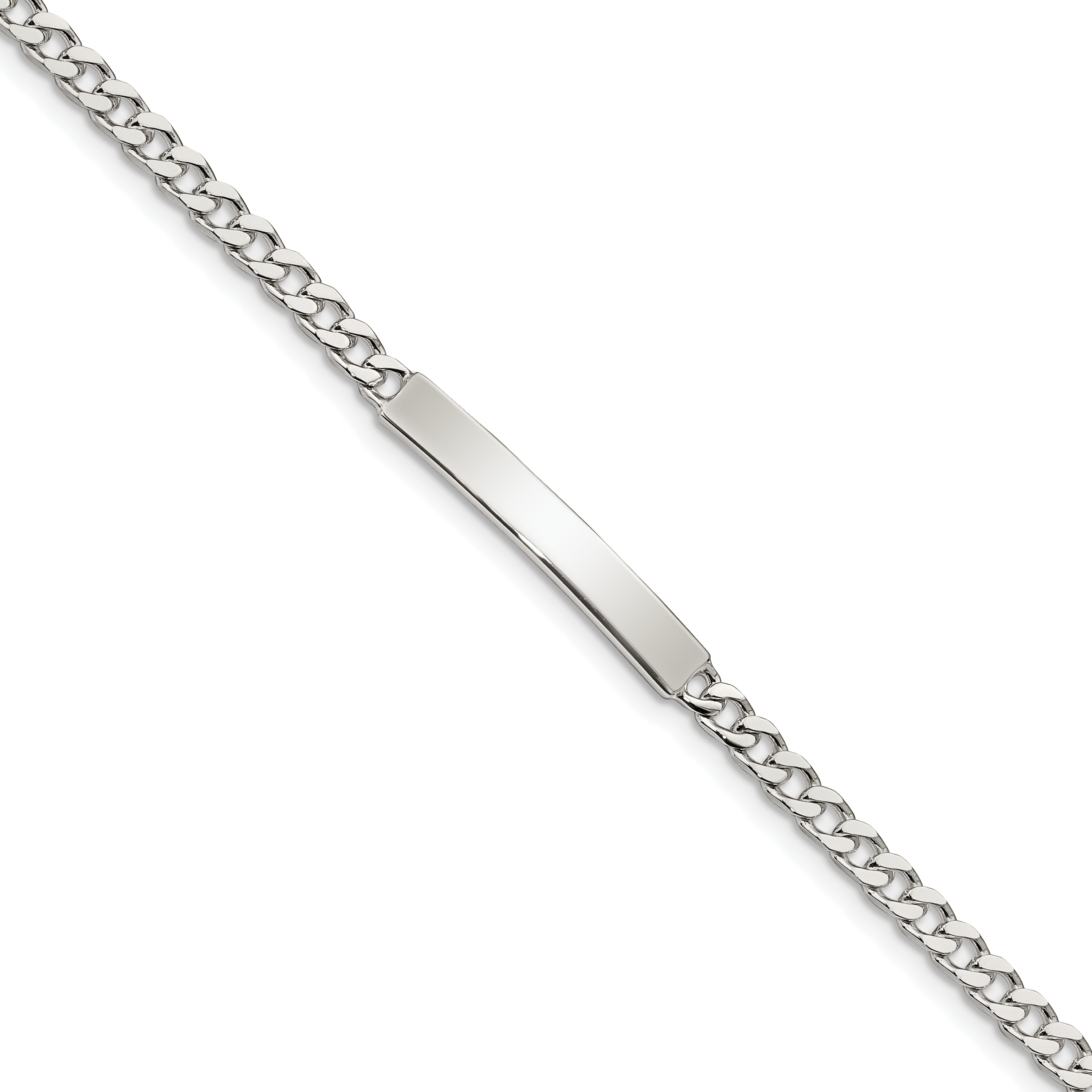 Sterling Silver Polished Engraveable Curb Link ID Bracelet (QID130-7)