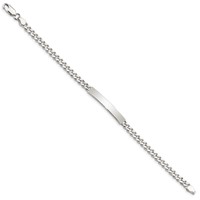 Sterling Silver Polished Engravable Curb Link 32x 5mm Plate ID Bracelet, 7" view 2