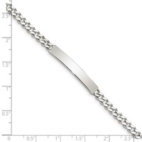 Sterling Silver Polished Engravable Curb Link 32x 5mm Plate ID Bracelet, 7" view 3
