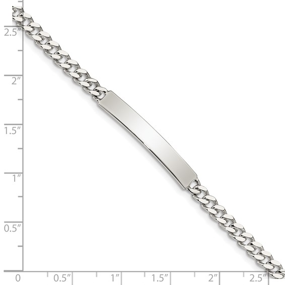 Sterling Silver Polished Engraveable Curb Link ID Bracelet