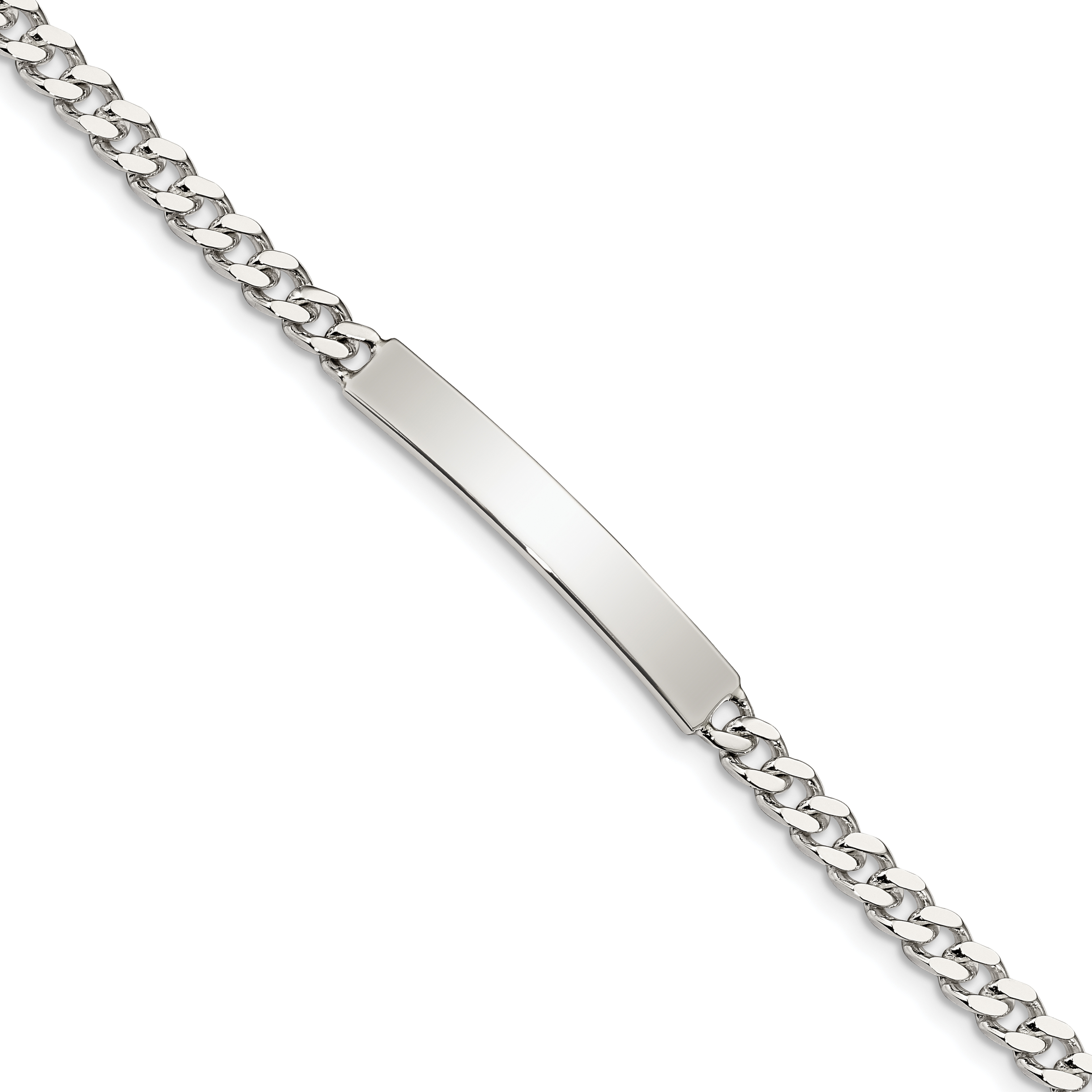 Sterling Silver 8inch Polished Engraveable Curb Link ID Bracelet (QID131-8)