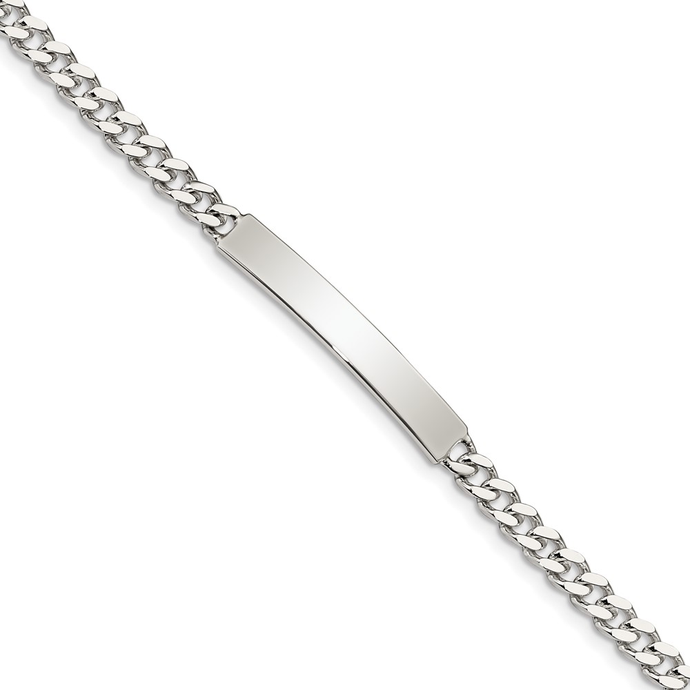 Sterling Silver 8inch Polished Engraveable Curb Link ID Bracelet (QID131-8)