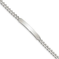 Sterling Silver Polished Engravable Curb Link 32x 5mm Plate ID Bracelet, 7" view 1