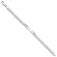 Sterling Silver Polished Engravable Curb Link 32x 6mm Plate ID Bracelet, 7" view 2