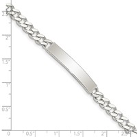 Sterling Silver Polished Engravable Curb Link 32x 6mm Plate ID Bracelet, 7" view 3