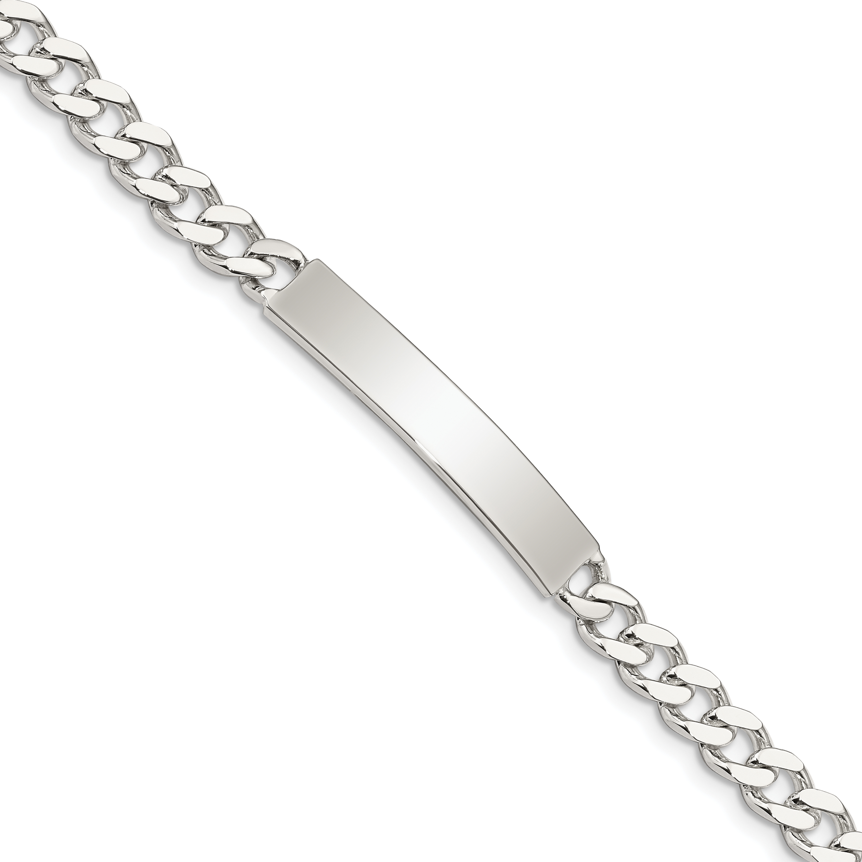 Sterling Silver 8inch Polished Engraveable Curb Link ID Bracelet (QID132-8)