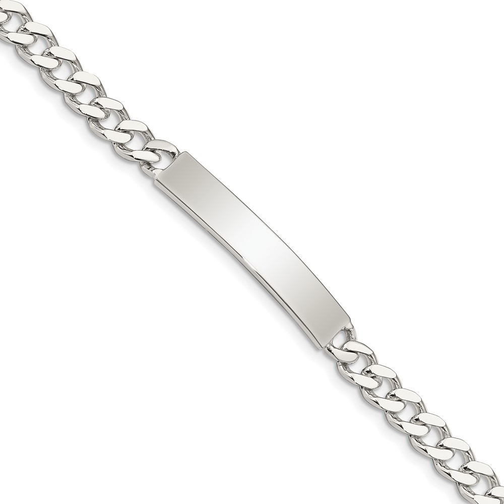 Sterling Silver 8inch Polished Engraveable Curb Link ID Bracelet (QID132-8)