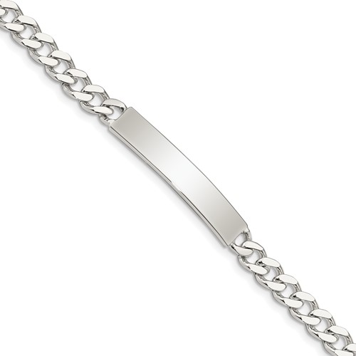 Sterling Silver Polished Engravable Curb Link 32x 6mm Plate ID Bracelet, 7"