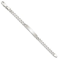 Sterling Silver Polished Engravable Curb Link 34x 7mm Plate ID Bracelet, 7" view 2