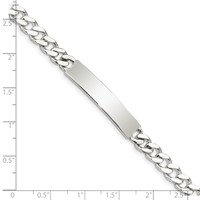 Sterling Silver Polished Engravable Curb Link 34x 7mm Plate ID Bracelet, 7" view 3