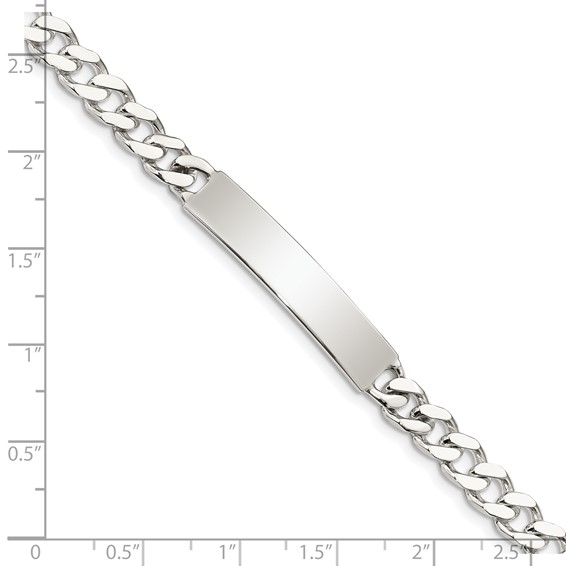 Sterling Silver Polished Engraveable Curb Link ID Bracelet