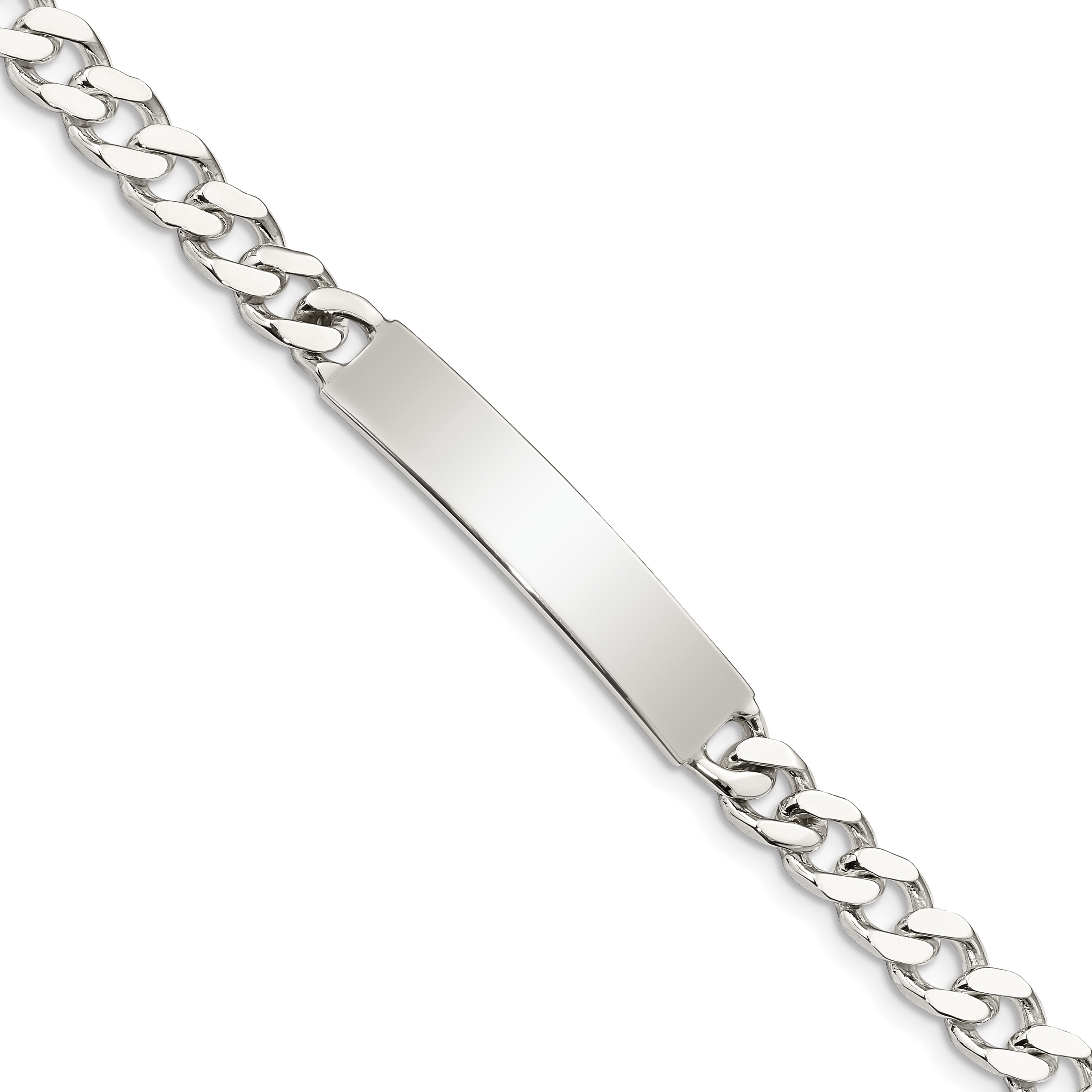 Sterling Silver 8inch Polished Engraveable Curb Link ID Bracelet (QID133-8)