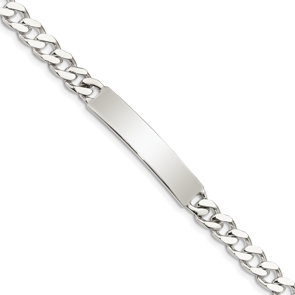 Sterling Silver 8inch Polished Engraveable Curb Link ID Bracelet (QID133-8)