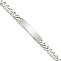Sterling Silver Polished Engravable Curb Link 34x 7mm Plate ID Bracelet, 7" view 1