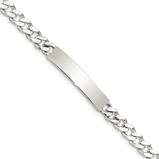 Sterling Silver Polished Engraveable Curb Link ID Bracelet