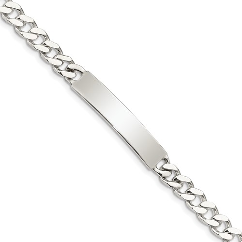 Sterling Silver Polished Engravable Curb Link 34x 7mm Plate ID Bracelet, 7"
