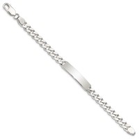 Sterling Silver Polished Engravable Curb Link 34x 8mm Plate ID Bracelet, 7" view 2