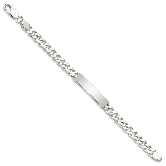 Sterling Silver Polished Engraveable Curb Link ID Bracelet