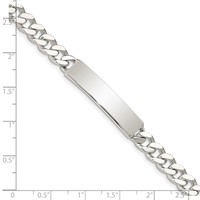 Sterling Silver Polished Engravable Curb Link 34x 8mm Plate ID Bracelet, 7" view 3