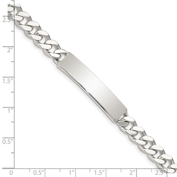 Sterling Silver Polished Engraveable Curb Link ID Bracelet