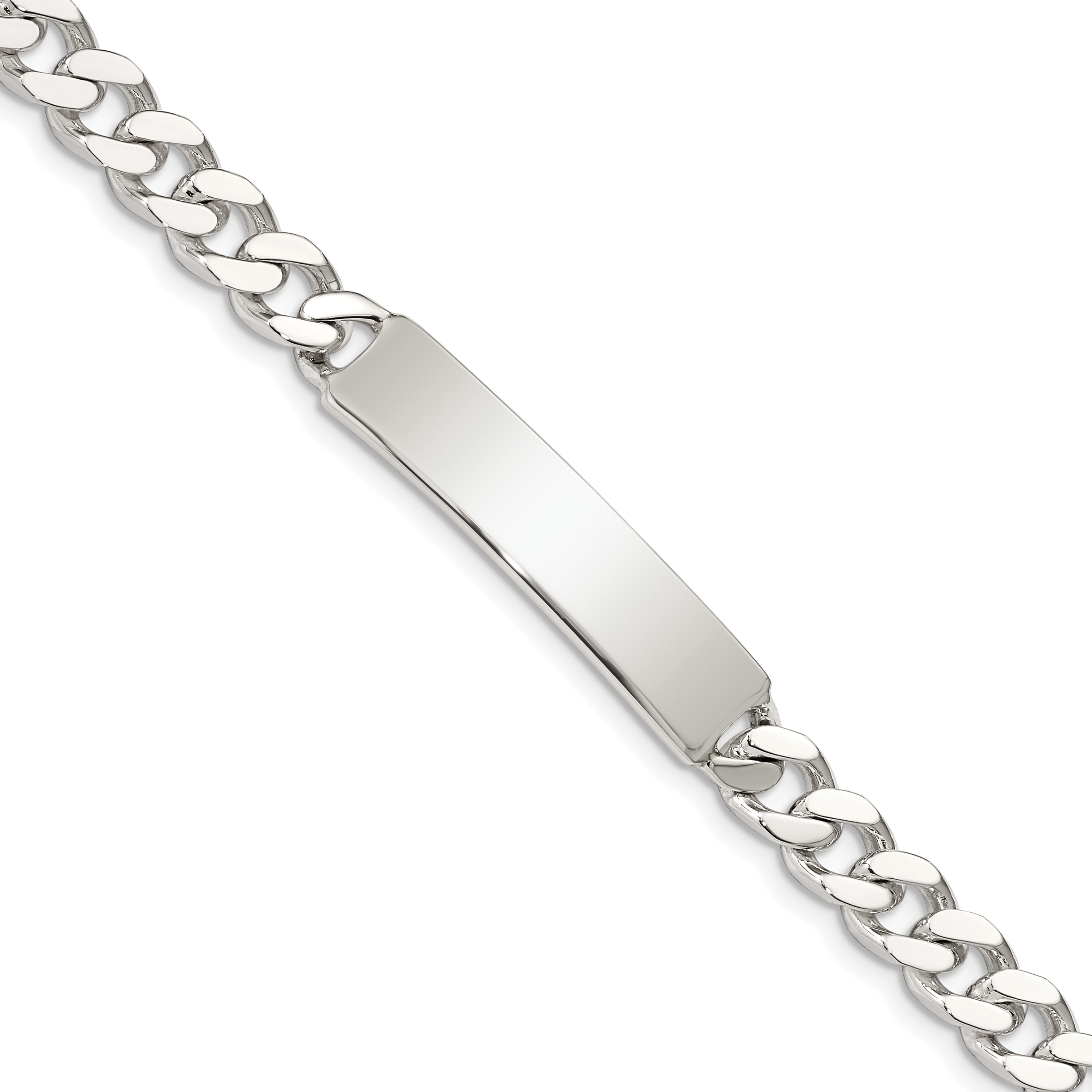 Sterling Silver 8inch Polished Engraveable Curb Link ID Bracelet (QID134-8)