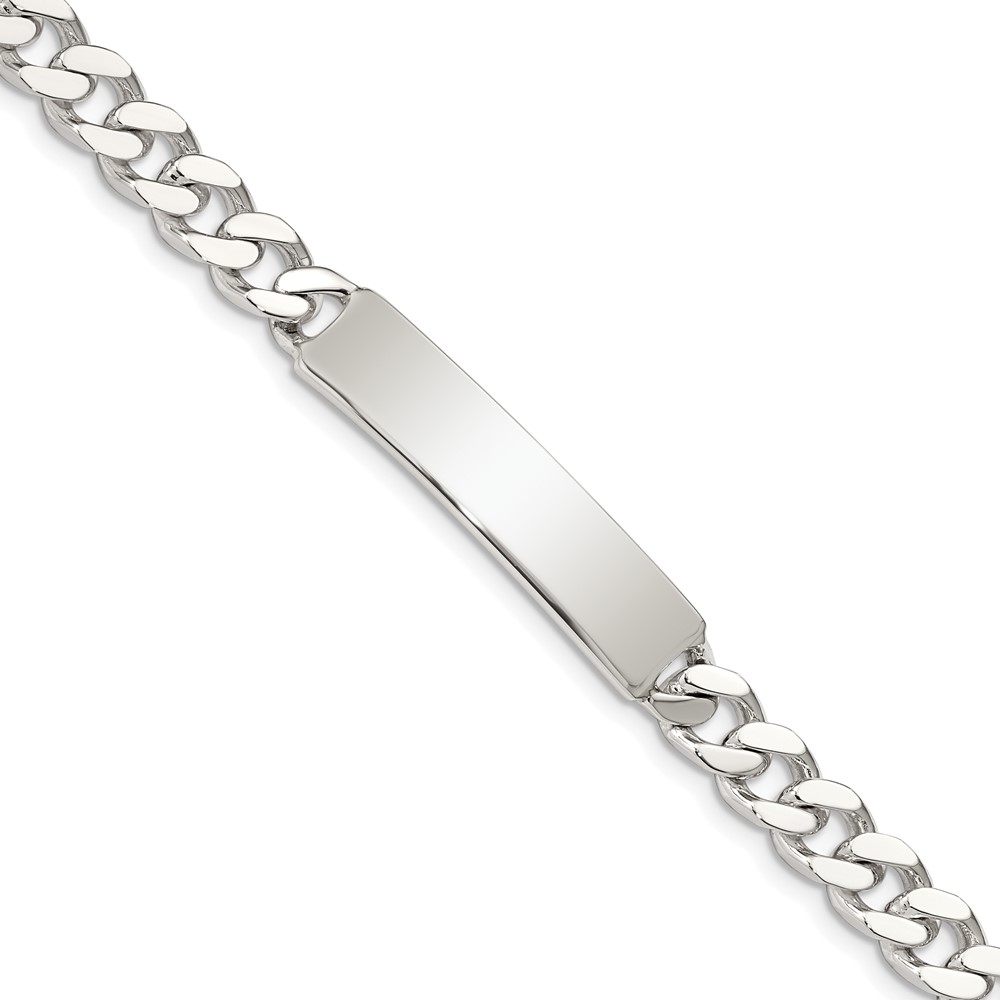 Sterling Silver 8inch Polished Engraveable Curb Link ID Bracelet (QID134-8)