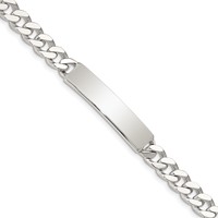 Sterling Silver Polished Engravable Curb Link 34x 8mm Plate ID Bracelet, 7" view 1