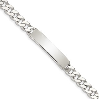 Sterling Silver Polished Engraveable Curb Link ID Bracelet