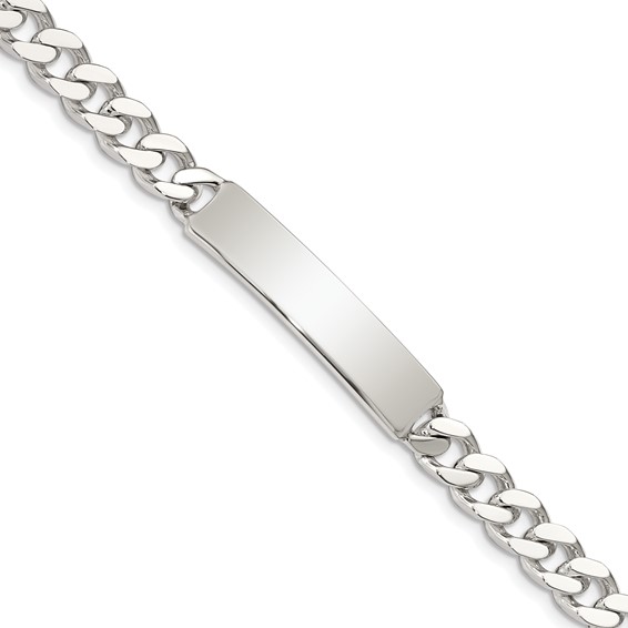 Sterling Silver Polished Engraveable Curb Link ID Bracelet