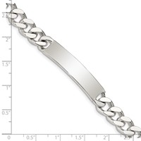 Sterling Silver Polished Engravable Curb Link 36x 9mm Plate ID Bracelet, 8" view 3