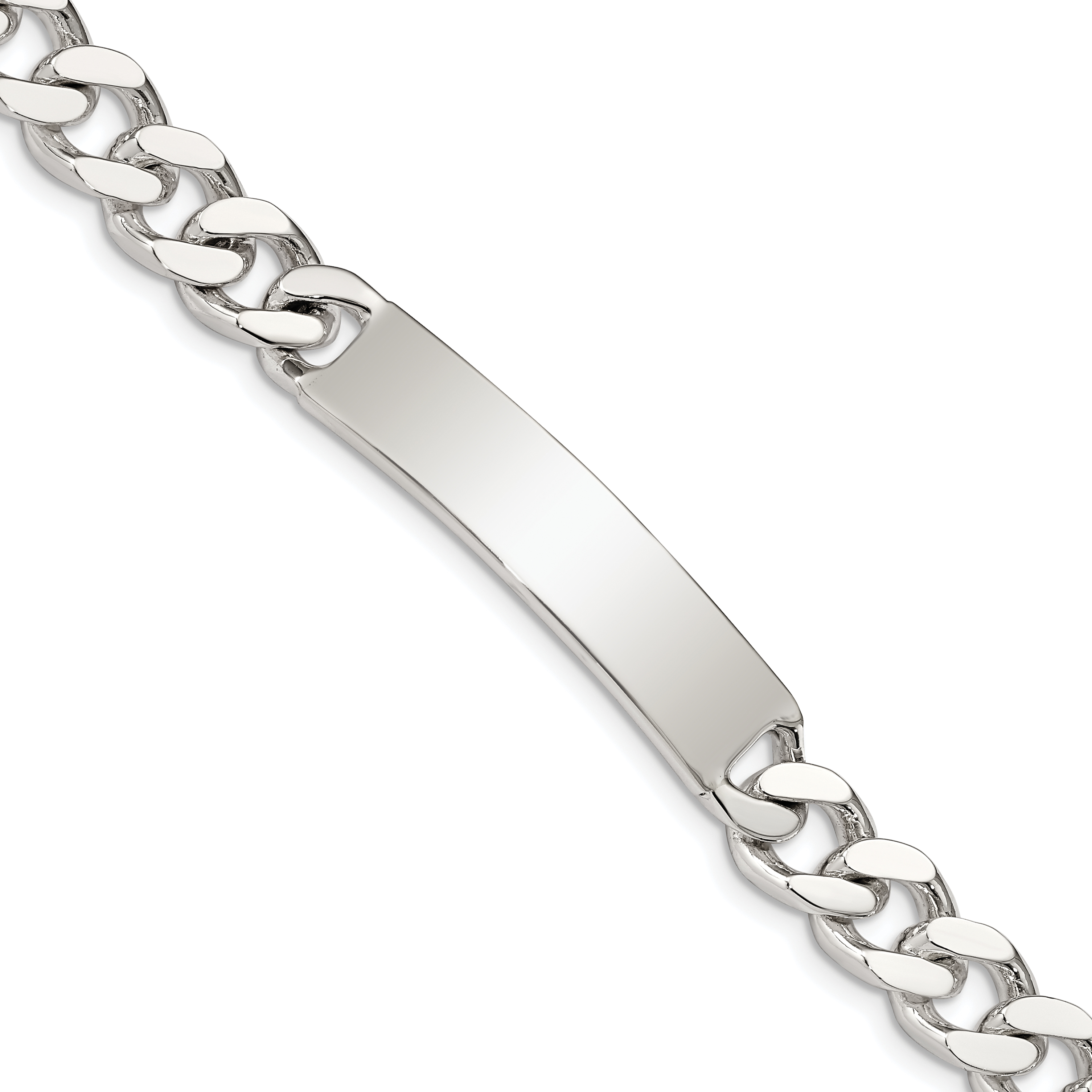 Sterling Silver 8inch Polished Engraveable Curb Link ID Bracelet (QID135-8)